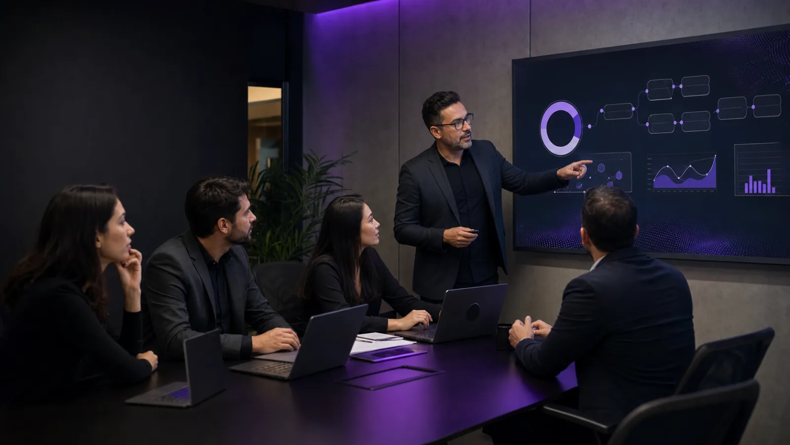 Equipe em treinamento prático de IA